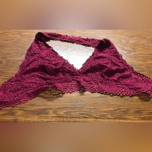 Zenana Outfitters Merlot Lace Halter Top Size 2X